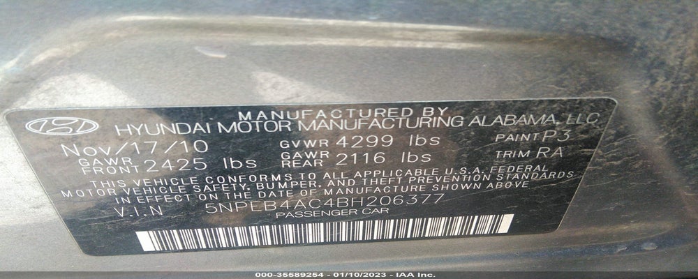 5NPEB4AC4BH206377 2011 HYUNDAI SONATA photo no. 9