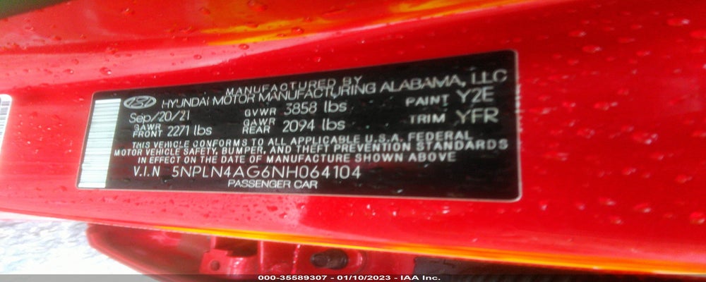 5NPLN4AG6NH064104 2022 HYUNDAI ELANTRA photo no. 9