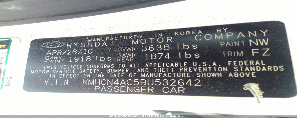 KMHCN4AC5BU532642 2011 HYUNDAI ACCENT photo no. 9