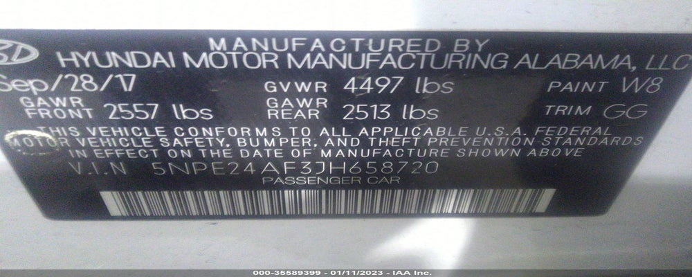 5NPE24AF3JH658720 2018 HYUNDAI SONATA photo no. 9