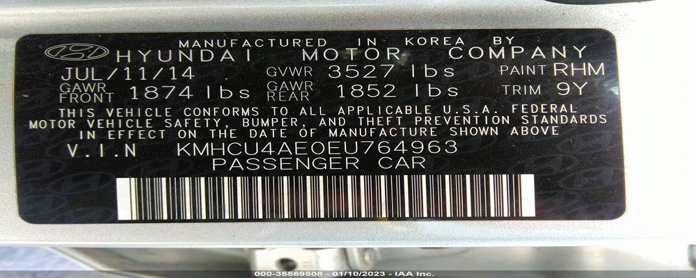 KMHCU4AE0EU764963 2014 HYUNDAI ACCENT photo no. 9