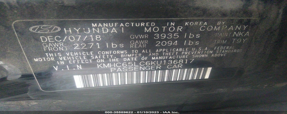 KMHC65LC6KU136817 2019 HYUNDAI IONIQ HYBRID photo no. 9
