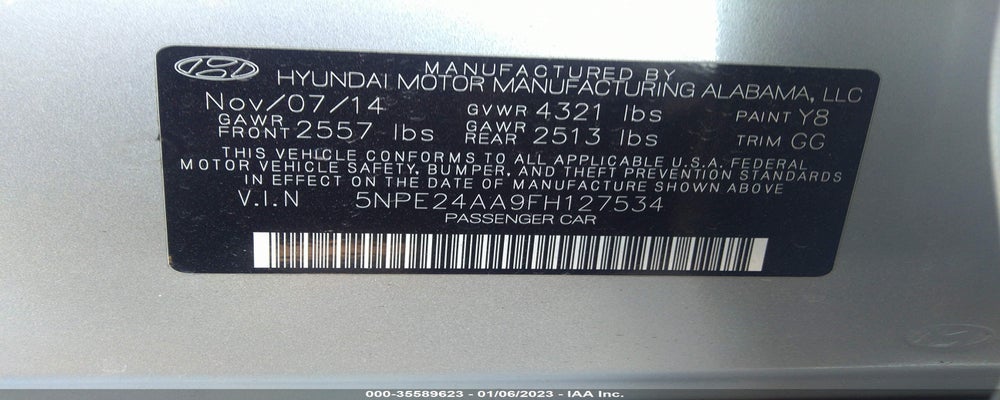 5NPE24AA9FH127534 2015 HYUNDAI SONATA photo no. 9