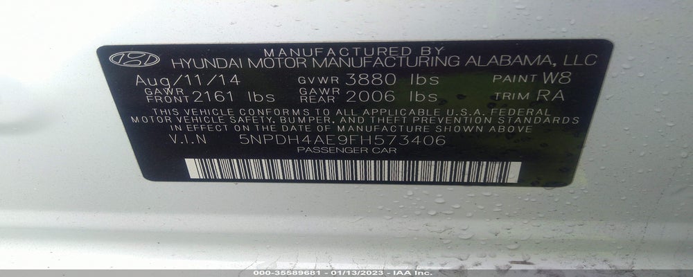 5NPDH4AE9FH573406 2015 HYUNDAI ELANTRA photo no. 9