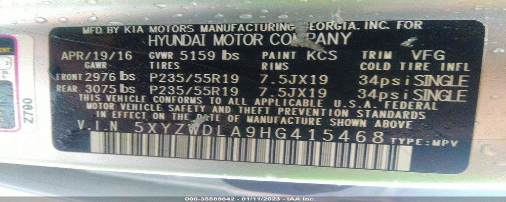5XYZWDLA9HG415468 2017 HYUNDAI SANTA FE SPORT photo no. 9