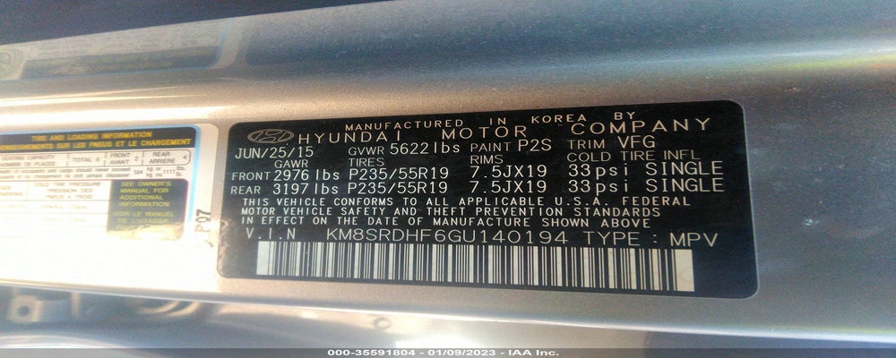 KM8SRDHF6GU140194 2016 HYUNDAI SANTA FE photo no. 9