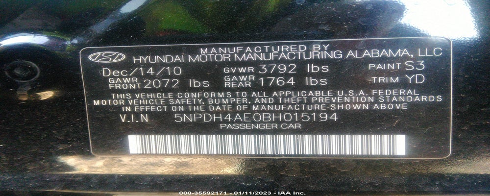 5NPDH4AE0BH015194 2011 HYUNDAI ELANTRA photo no. 9