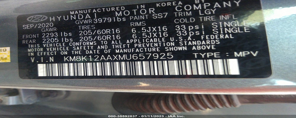 KM8K12AAXMU657925 2021 HYUNDAI KONA photo no. 9