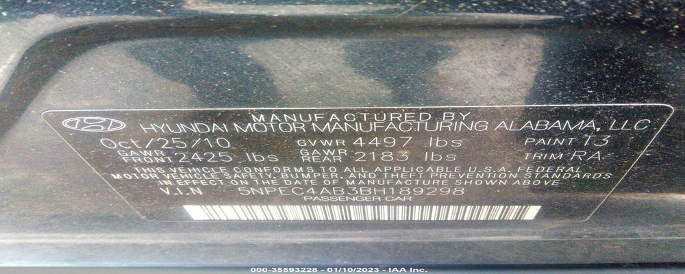 5NPEC4AB3BH189298 2011 HYUNDAI SONATA photo no. 9