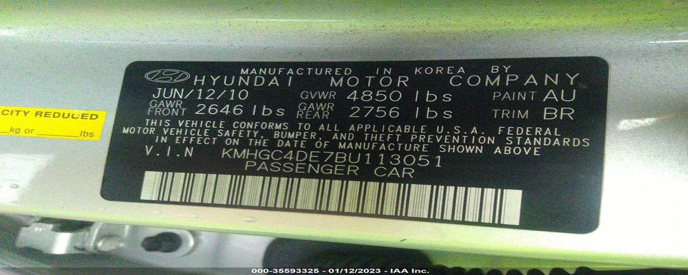 KMHGC4DE7BU113051 2011 HYUNDAI GENESIS photo no. 9
