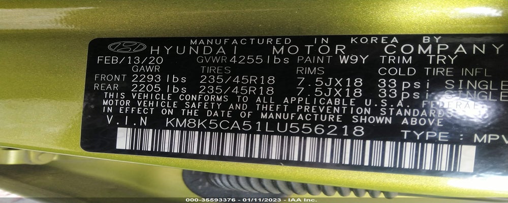 KM8K5CA51LU556218 2020 HYUNDAI KONA photo no. 9