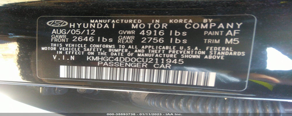KMHGC4DD0CU211945 2012 HYUNDAI GENESIS photo no. 9