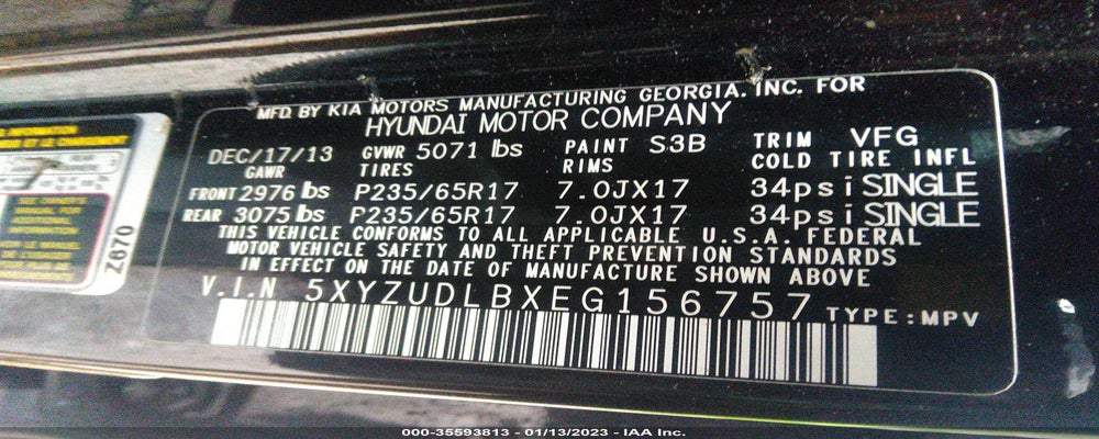 5XYZUDLBXEG156757 2014 HYUNDAI SANTA FE SPORT photo no. 9