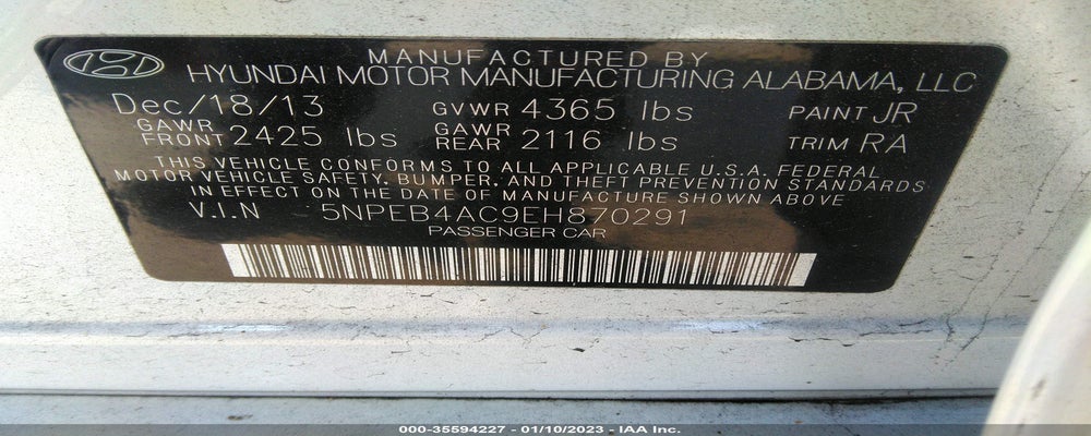5NPEB4AC9EH870291 2014 HYUNDAI SONATA photo no. 9
