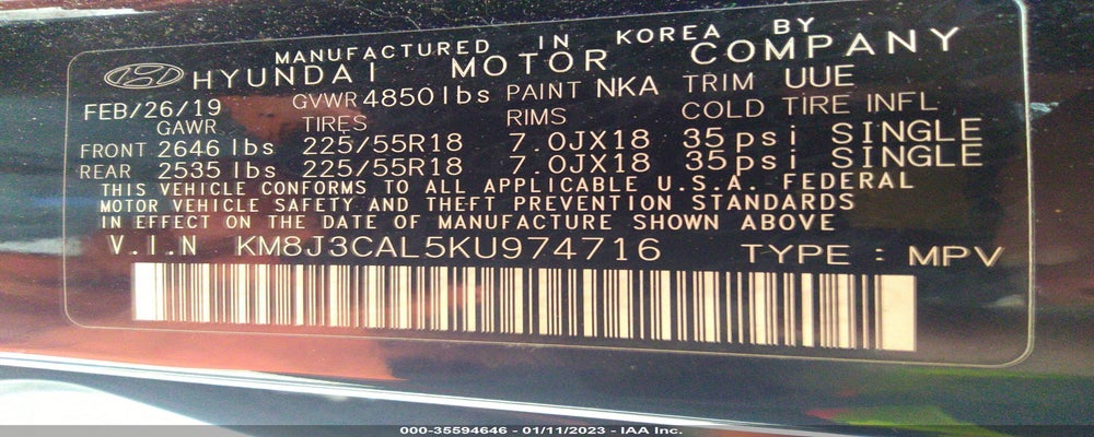 KM8J3CAL5KU974716 2019 HYUNDAI TUCSON photo no. 9