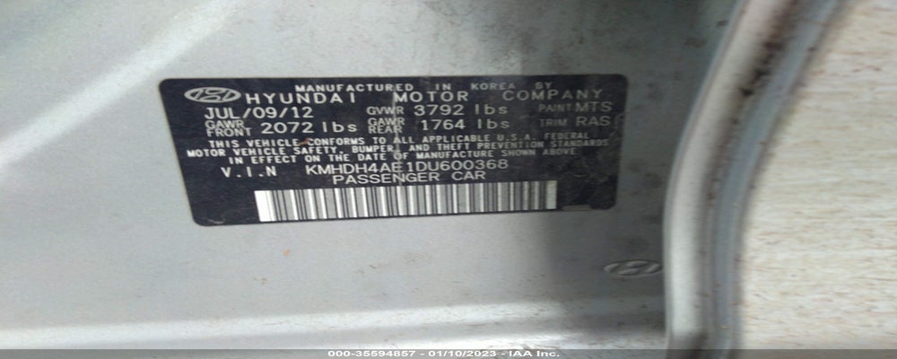 KMHDH4AE1DU600368 2013 HYUNDAI ELANTRA photo no. 9