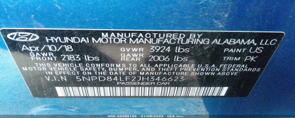 5NPD84LF2JH346623 2018 HYUNDAI ELANTRA photo no. 9