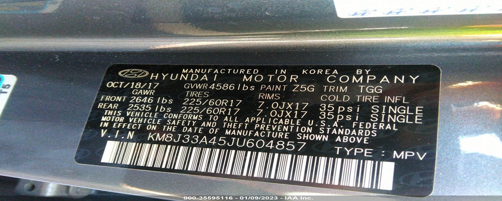 KM8J33A45JU604857 2018 HYUNDAI TUCSON photo no. 9