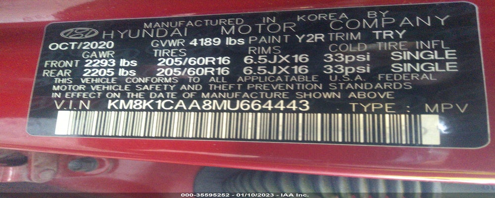 KM8K1CAA8MU664443 2021 HYUNDAI KONA photo no. 9