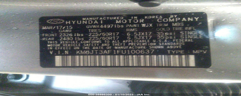 KM8JT3AF1FU100637 2015 HYUNDAI TUCSON photo no. 9