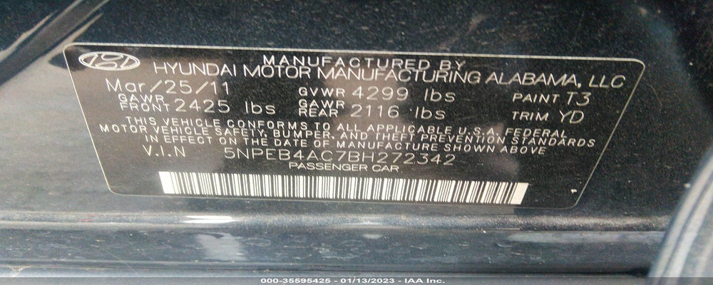 5NPEB4AC7BH272342 2011 HYUNDAI SONATA photo no. 9