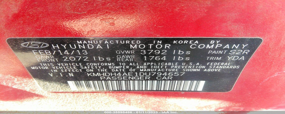 KMHDH4AE1DU794657 2013 HYUNDAI ELANTRA photo no. 9
