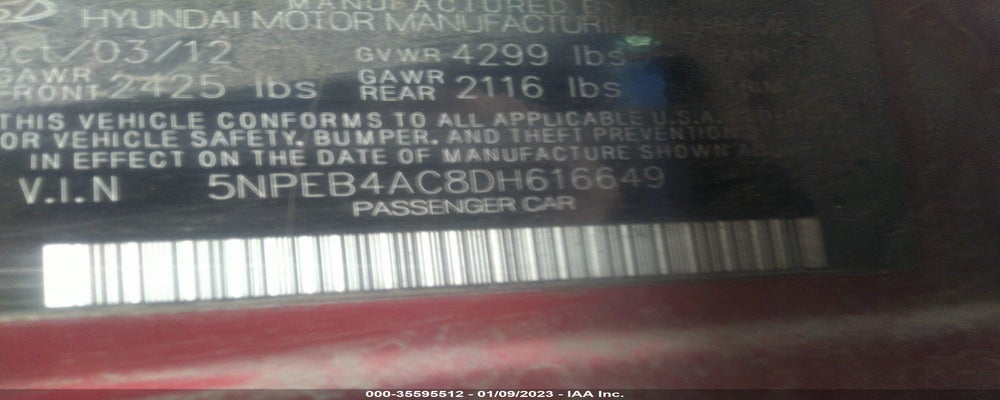 5NPEB4AC8DH616649 2013 HYUNDAI SONATA photo no. 9
