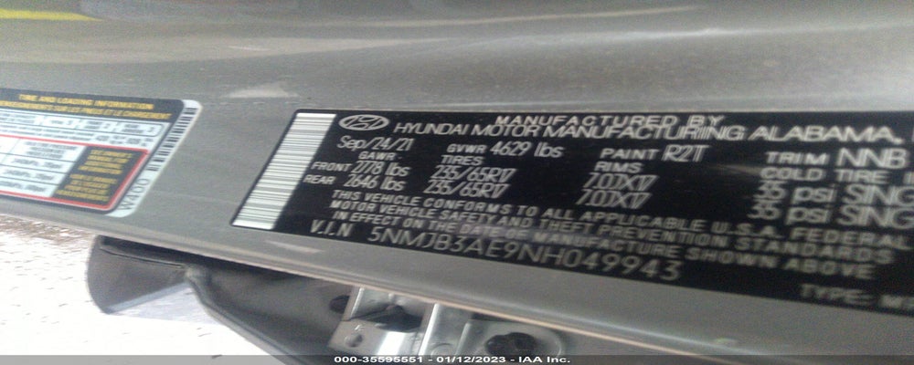 5NMJB3AE9NH049943 2022 HYUNDAI TUCSON photo no. 9