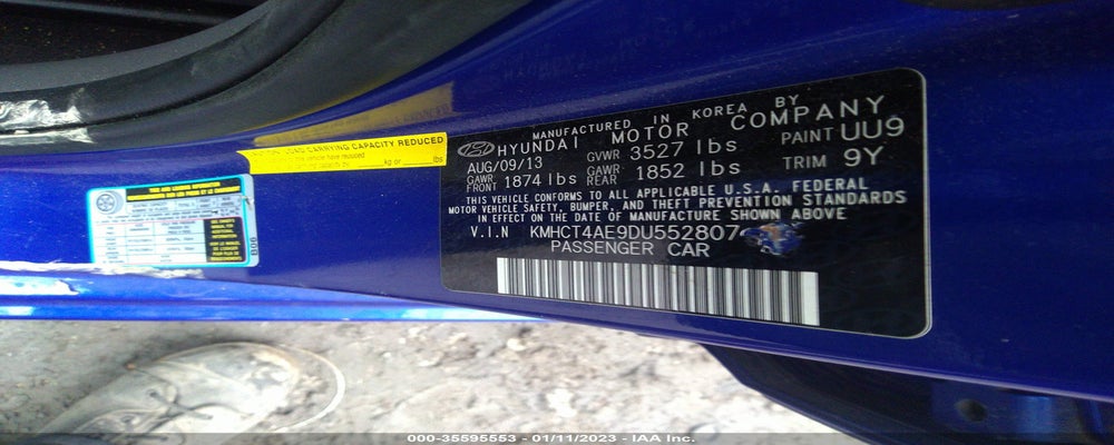 KMHCT4AE9DU552807 2013 HYUNDAI ACCENT photo no. 9