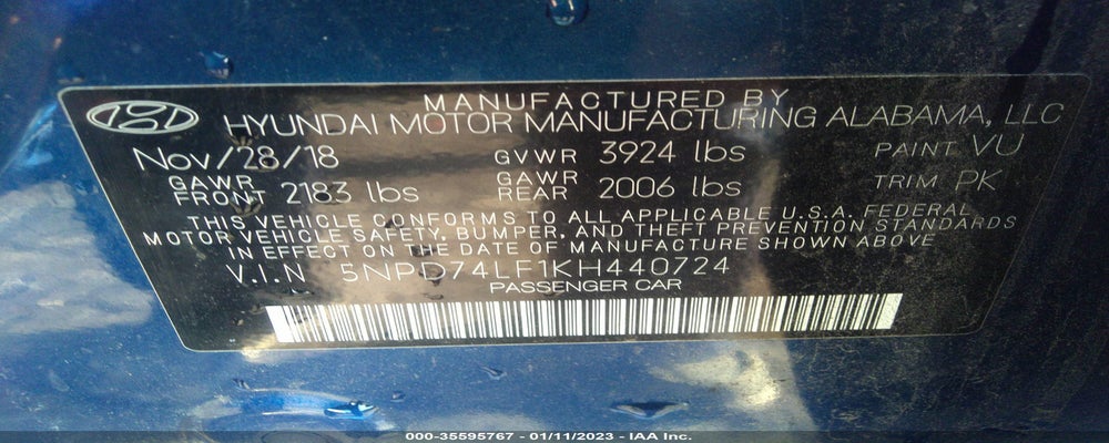 5NPD74LF1KH440724 2019 HYUNDAI ELANTRA photo no. 9