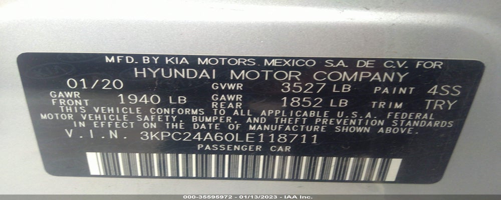 3KPC24A60LE118711 2020 HYUNDAI ACCENT photo no. 9