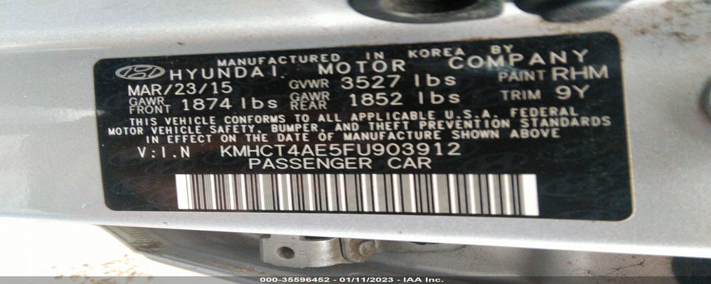 KMHCT4AE5FU903912 2015 HYUNDAI ACCENT photo no. 9