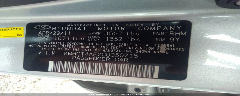 KMHCT4AE2CU050218 2012 HYUNDAI ACCENT photo no. 9