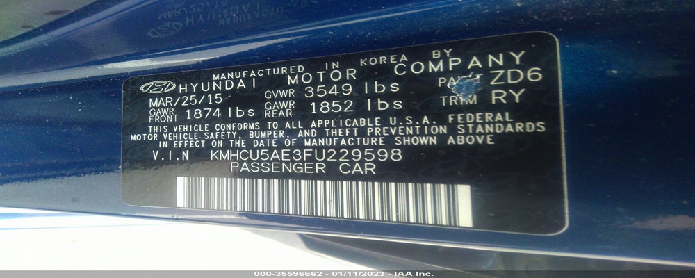KMHCU5AE3FU229598 2015 HYUNDAI ACCENT photo no. 9