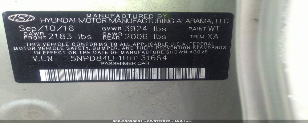 5NPD84LF1HH131664 2017 HYUNDAI ELANTRA photo no. 9
