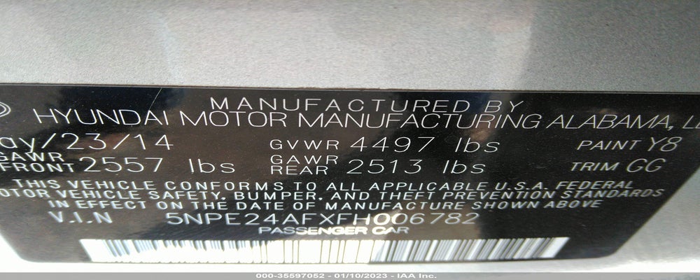 5NPE24AFXFH006782 2015 HYUNDAI SONATA photo no. 9