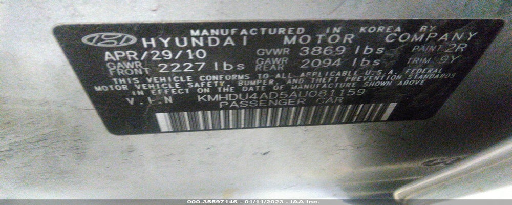 KMHDU4AD5AU081159 2010 HYUNDAI ELANTRA photo no. 9