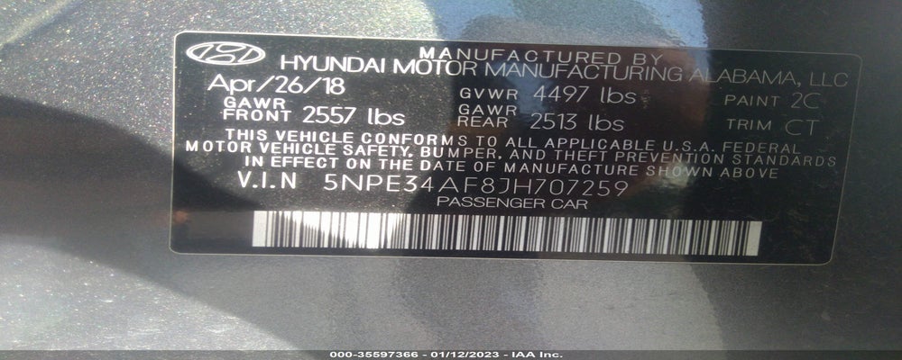 5NPE34AF8JH707259 2018 HYUNDAI SONATA photo no. 9