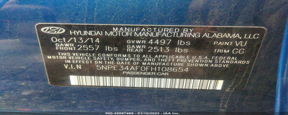 5NPE34AF0FH108654 2015 HYUNDAI SONATA photo no. 9