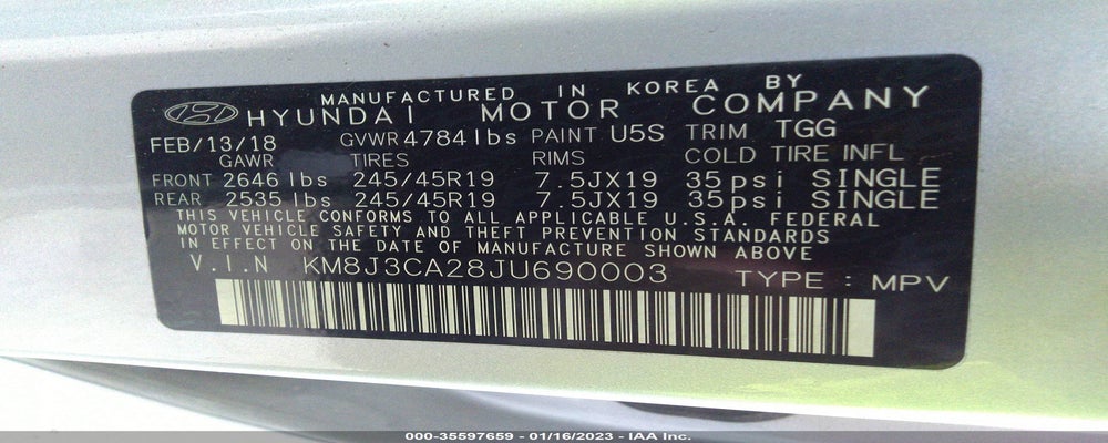 KM8J3CA28JU690003 2018 HYUNDAI TUCSON photo no. 9