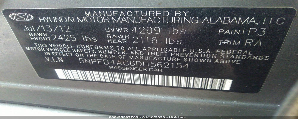 5NPEB4AC6DH562154 2013 HYUNDAI SONATA photo no. 9
