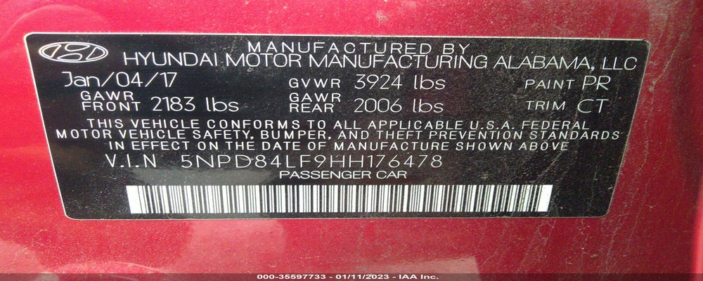 5NPD84LF9HH176478 2017 HYUNDAI ELANTRA photo no. 9
