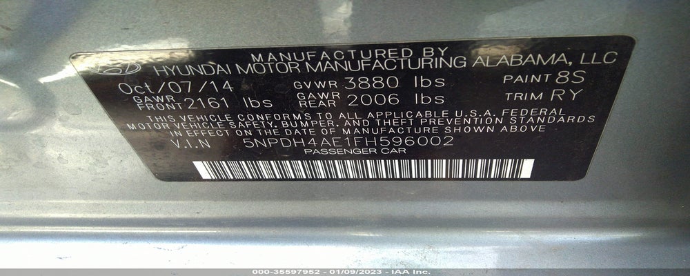 5NPDH4AE1FH596002 2015 HYUNDAI ELANTRA photo no. 9