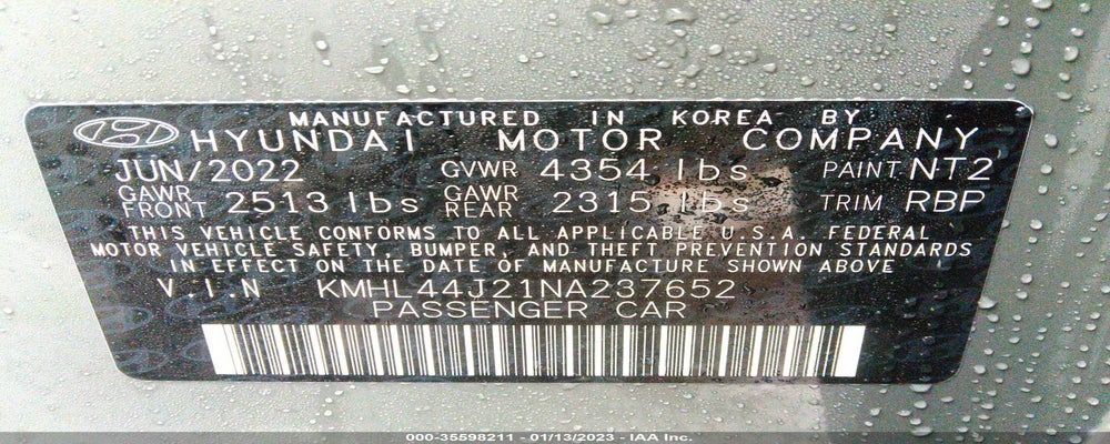 KMHL44J21NA237652 2022 HYUNDAI SONATA photo no. 9
