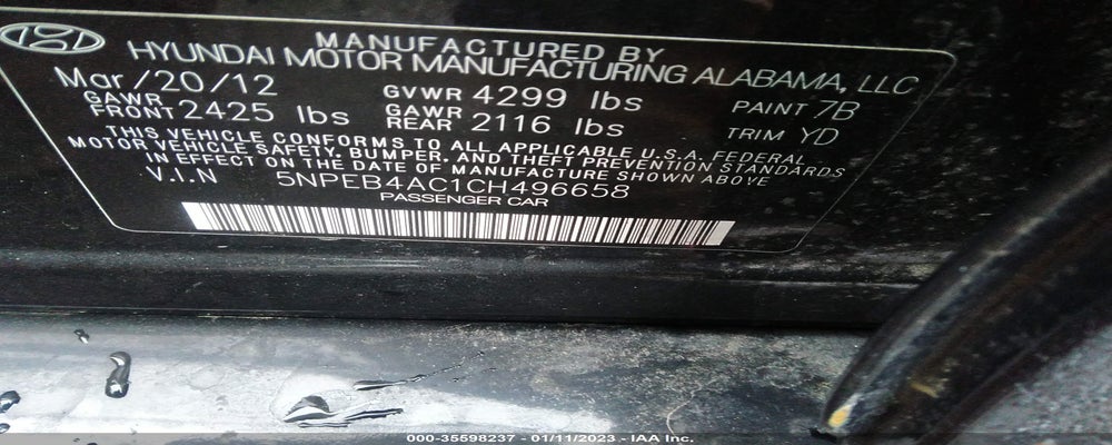 5NPEB4AC1CH496658 2012 HYUNDAI SONATA photo no. 9