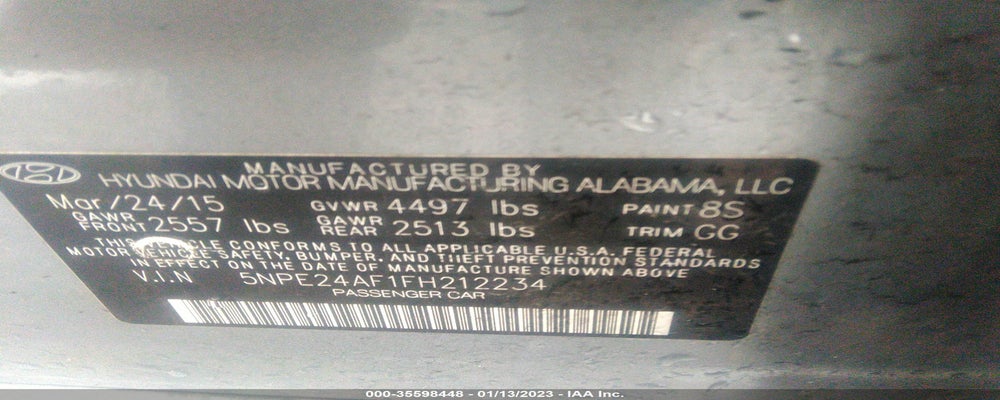5NPE24AF1FH212234 2015 HYUNDAI SONATA photo no. 9