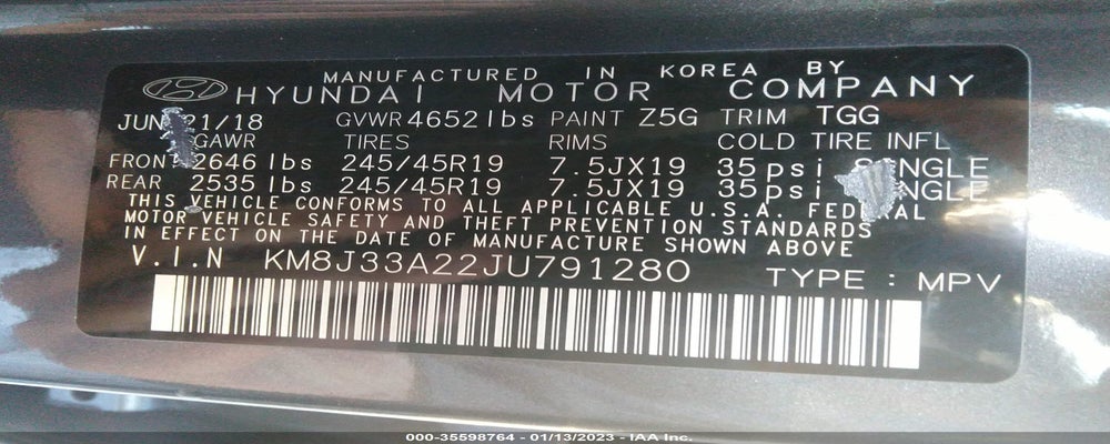KM8J33A22JU791280 2018 HYUNDAI TUCSON photo no. 9