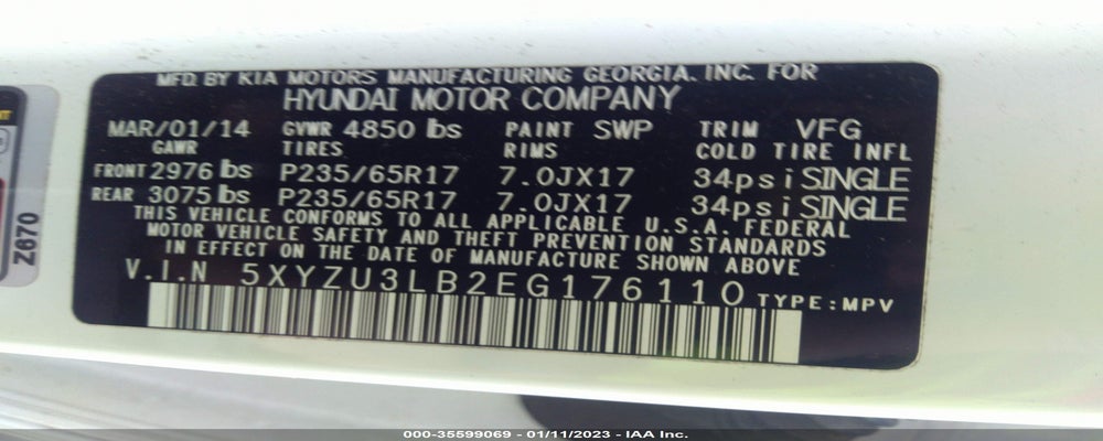 5XYZU3LB2EG176110 2014 HYUNDAI SANTA FE SPORT photo no. 9