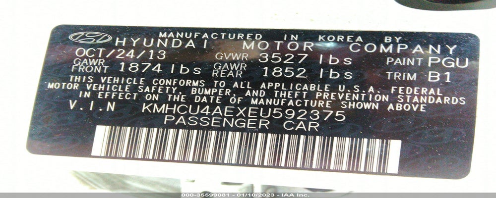 KMHCU4AEXEU592375 2014 HYUNDAI ACCENT photo no. 9