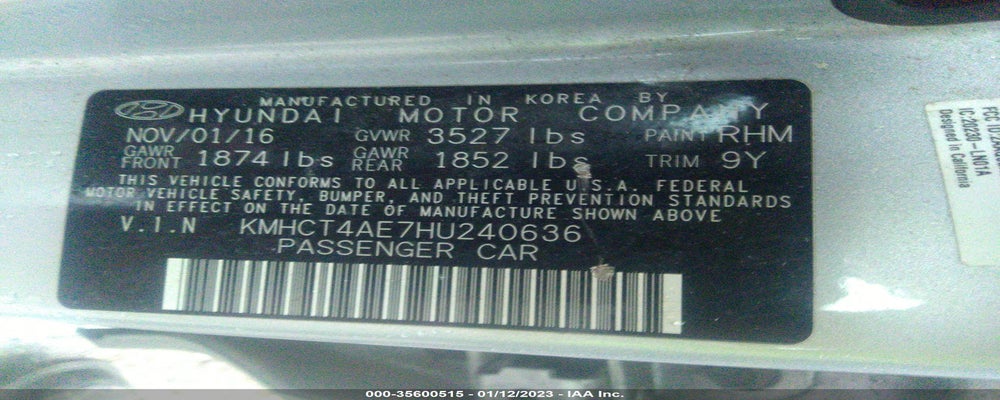 KMHCT4AE7HU240636 2017 HYUNDAI ACCENT photo no. 9